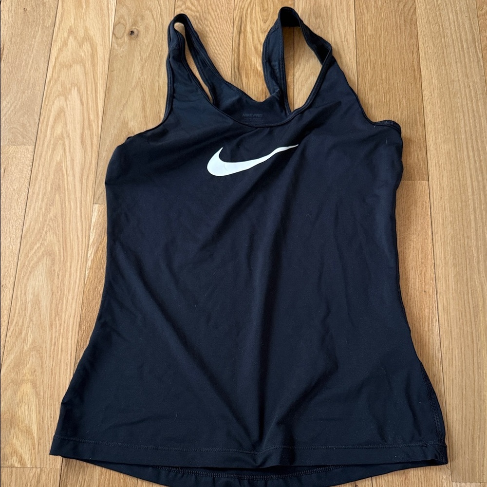 Nike Women's Black Tank Top with White Swoosh